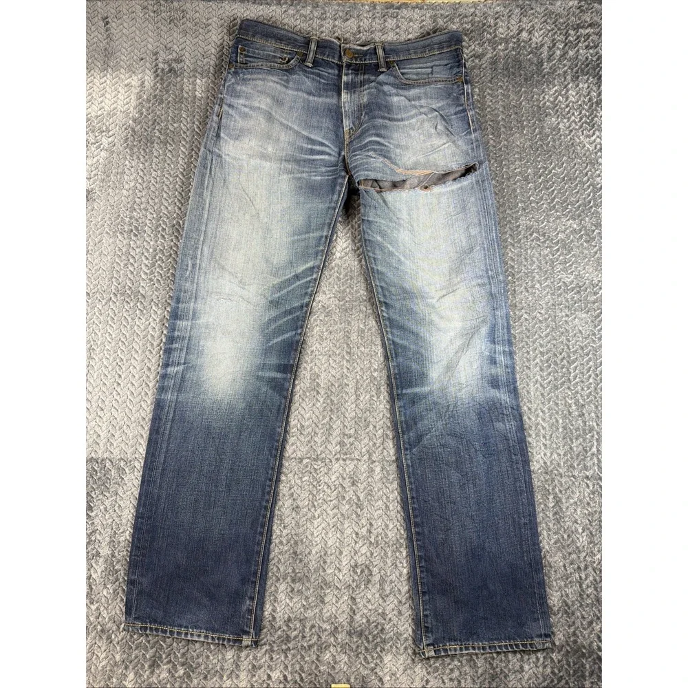 Levi's 504 Jeans Men's 34x34 Regular Straight Leg Blue Medium Wash Denim Stretch